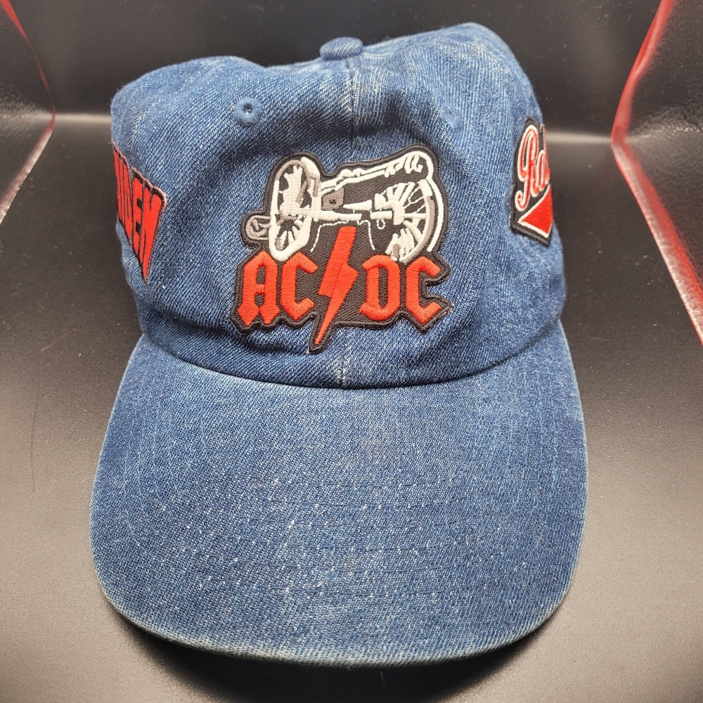 Newhattan Denim Hat Cap Ac Dc, Ironmaiden & Rolling Stones. Embroidered Cotton
